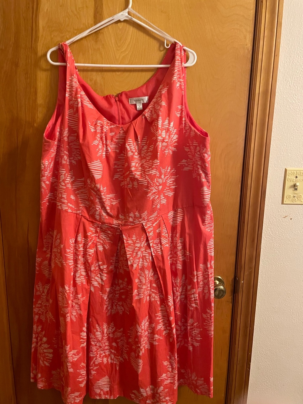 Sleeveless Coral Floral Print A-Line Dress (24)